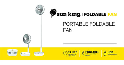 SunKing Foldable Battery Powered Fan - Adjustable Size