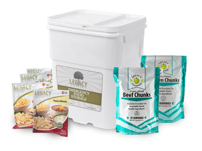 158 Serving Freeze Dried Chicken, Beef and Entree Combo Bucket